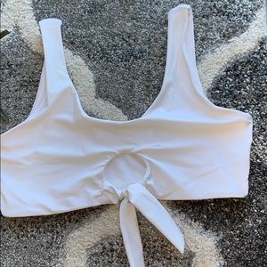 White cut out swim suit top